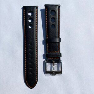 Black/orange leather, quick release, 21 mm, brand new, watch replacement band